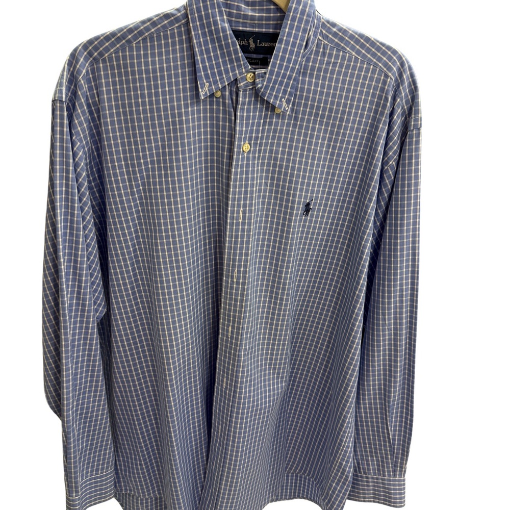 Ralph Lauren Blue and White Casual Button Down Shirt